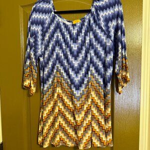 Ruby Rd Woman Blouse, Chevron Pattern, 1X